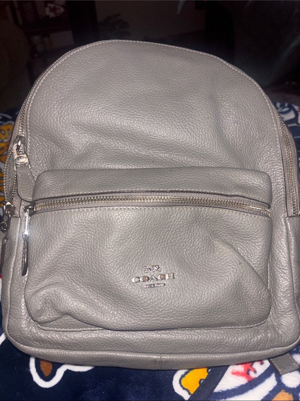 Coach Pebbled Leather Mini Backpack in Gray